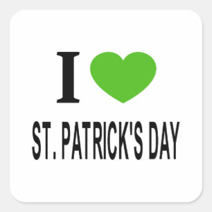 Sticker Carré J'❤️ ST. JOURNÉE DES PATRICKS au coeur vert