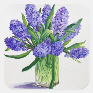 Sticker Carré Jacinthes bleues