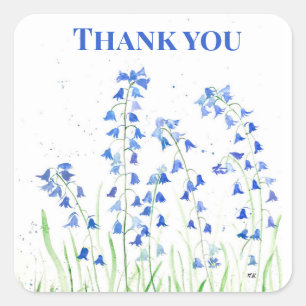 Sticker Carré Jacinthes bleues florales été bois botanique
