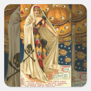 Sticker Carré Jack-o'-lantern antique Halloween