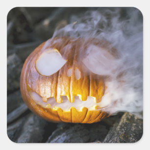 Sticker Carré Jack-o-lanterne éffrayant