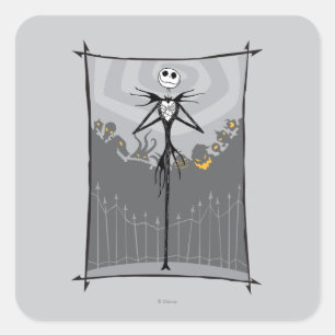 Sticker Carré Jack Skellington   Clôture du cimetière