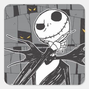 Sticker Carré Jack Skellington   Éffrayant Arrière - plan oculai