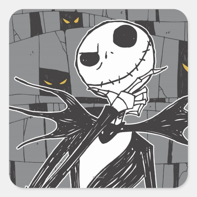 Sticker Carré Jack Skellington | Éffrayant Arrière - plan oculai (Devant)
