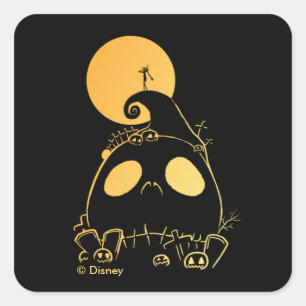 Sticker Carré Jack Skellington sur Jack Theme Spiral Hill