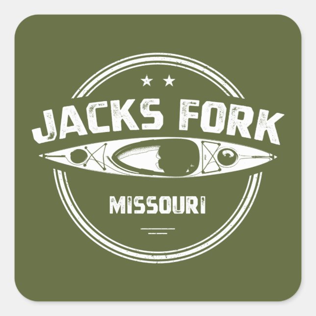 Sticker Carré Jacks Fork River Missouri Kayak (Devant)