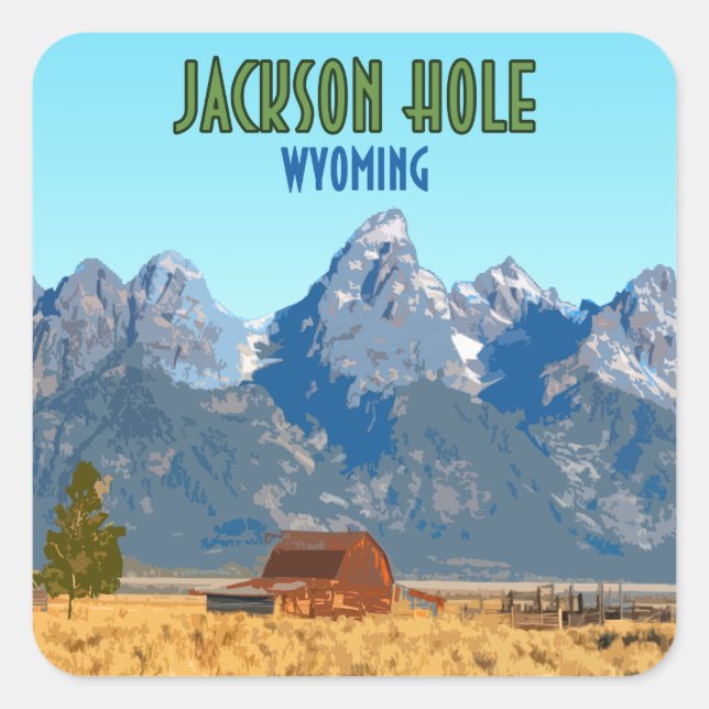 Sticker Carré Jackson Hole Wyoming Vintage (Devant)