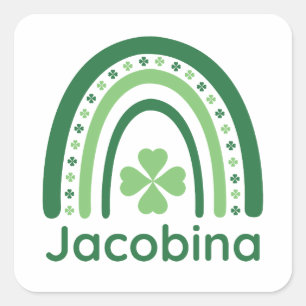Sticker Carré Jacobina Nom Clover Boho Rainbow