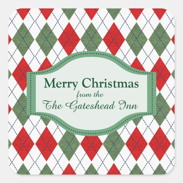 Sticker Carré Jacquard vert et rouge Personnalisé (Devant)