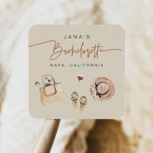 Sticker Carré JADE Bohemian Napa Wine Country Bachelorette