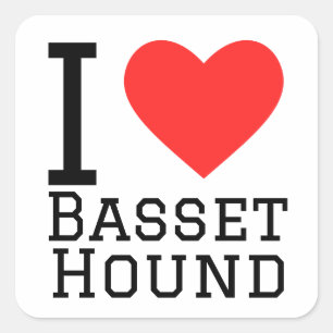 Sticker Carré J'adore basset hound