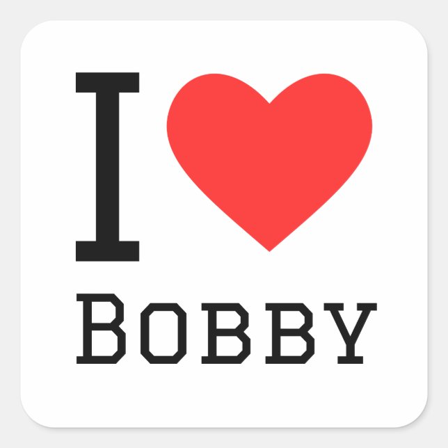 Sticker Carré J'adore bobby (Devant)