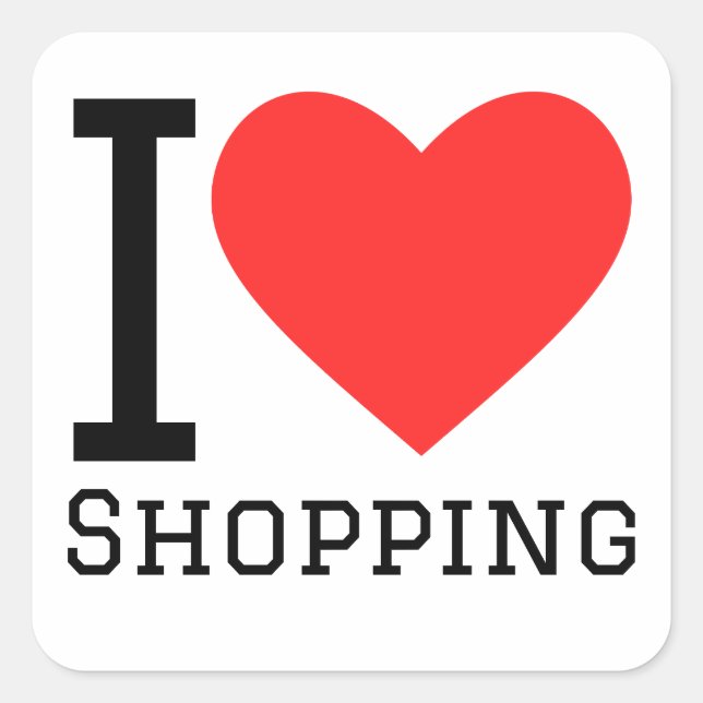 Sticker Carré J'adore faire des courses (Devant)
