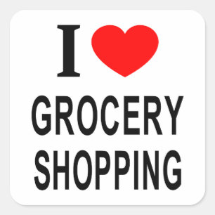 Sticker Carré J'adore faire les courses J'ADORE FAIRE LES COURSE