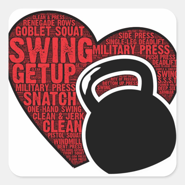 STICKER CARRÉ J'ADORE LA CONCEPTION DE KETTLEBELL (Devant)
