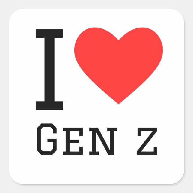 Sticker Carré J'adore la gen z (Devant)