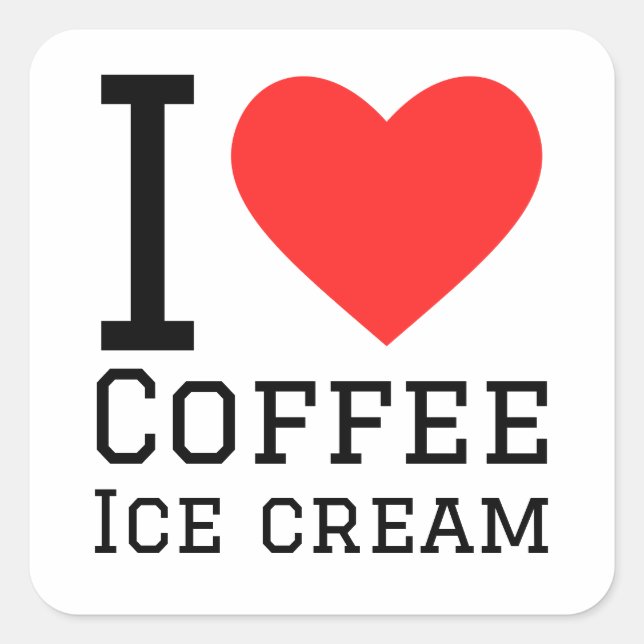 Sticker Carré J'adore la glace au café (Devant)