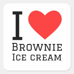 Sticker Carré J'adore la glace brune