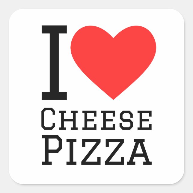 Sticker Carré J'adore la pizza au fromage (Devant)