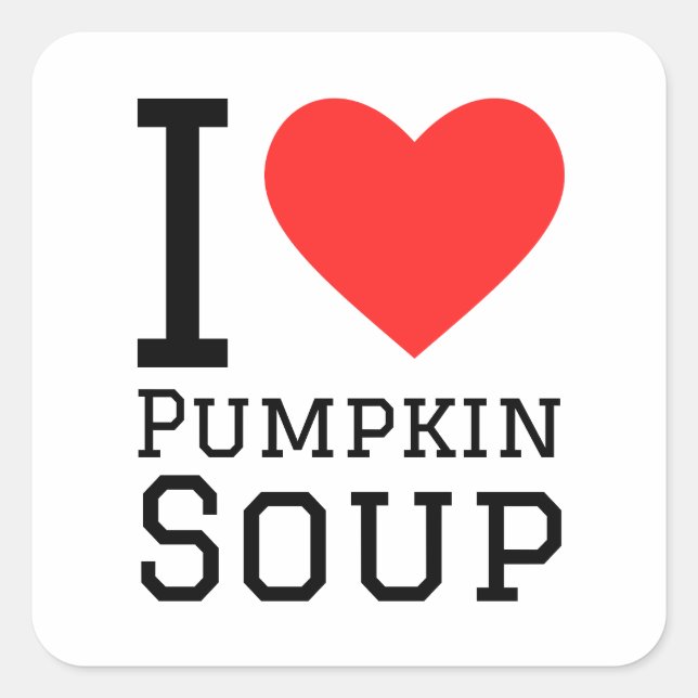 Sticker Carré J'adore la soupe citrouille (Devant)