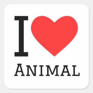 Sticker Carré J'adore l'autocollant carré animal