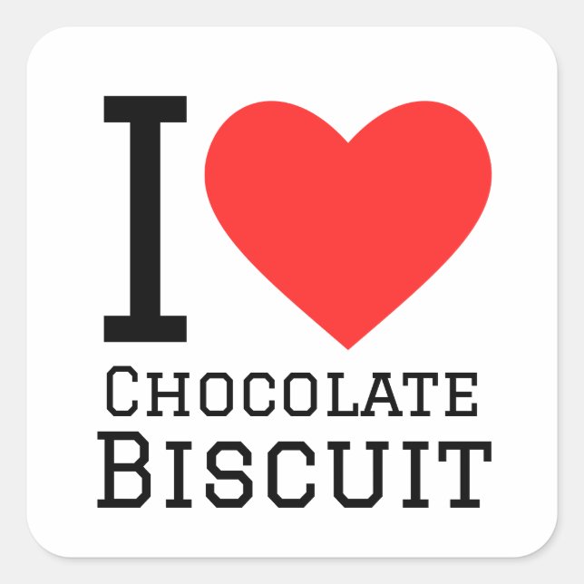 Sticker Carré J'adore le biscuit au chocolat (Devant)