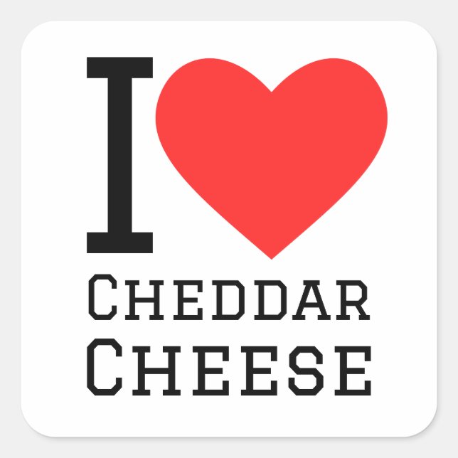 Sticker Carré J'adore le cheddar au fromage (Devant)