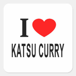 Sticker Carré J'adore le curry katsu j'aime le curry katsu j'ado