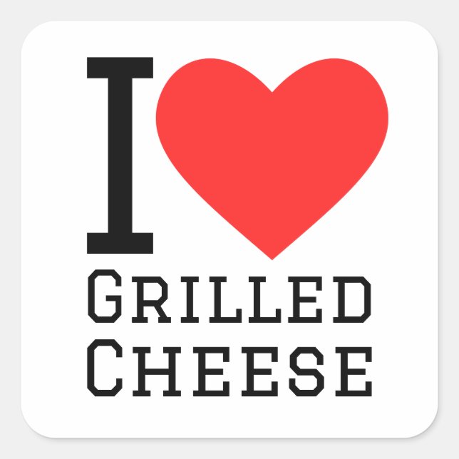 Sticker Carré J'adore le fromage grillé (Devant)