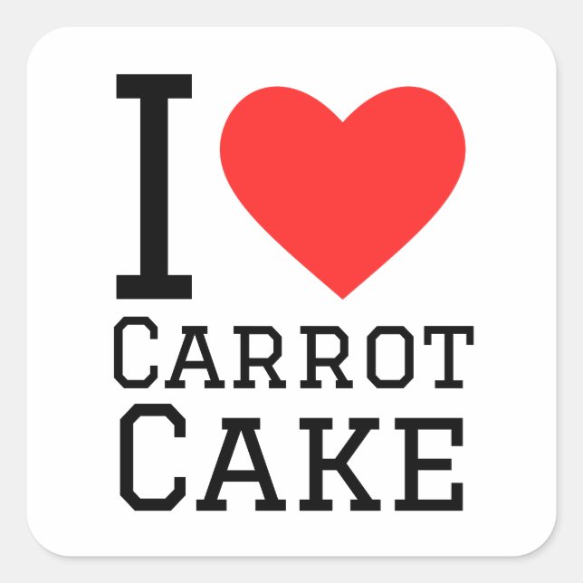 Sticker Carré J'adore le gâteau à la carotte (Devant)