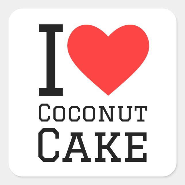 Sticker Carré J'adore le gâteau à la noix de coco (Devant)