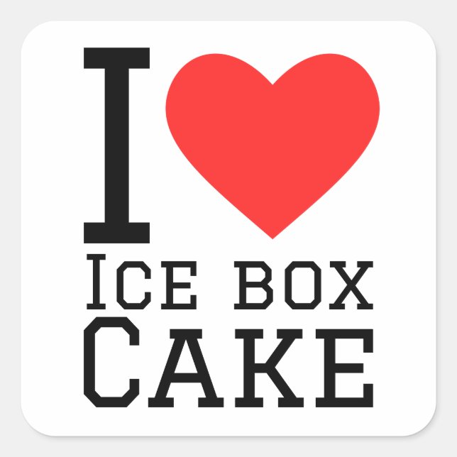 Sticker Carré J'adore le gâteau de boîte à glace (Devant)