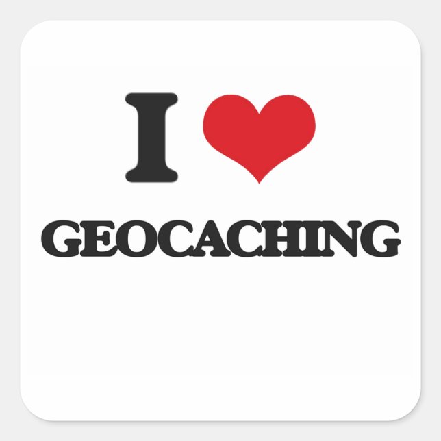 Sticker Carré J'adore le géocaching (Devant)