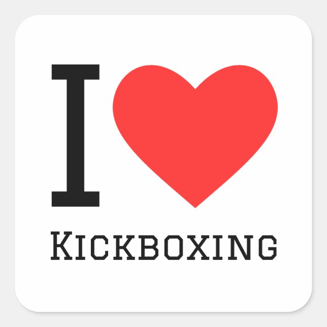 Sticker Carré J'adore le kickboxing (Devant)