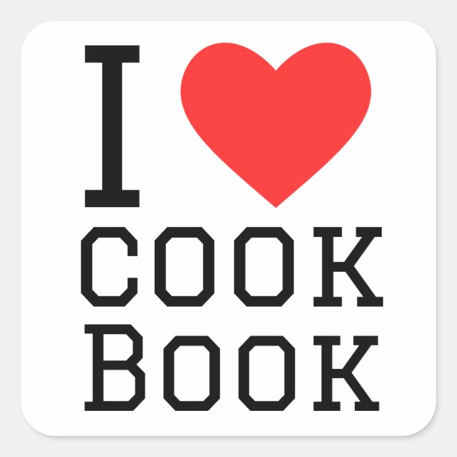 Sticker Carré J'adore le livre de cuisine (Devant)