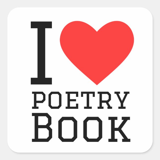 Sticker Carré J'adore le livre de poésie (Devant)