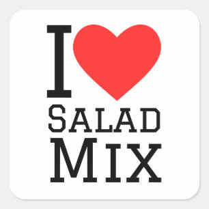 Sticker Carré J'adore le mélange salade