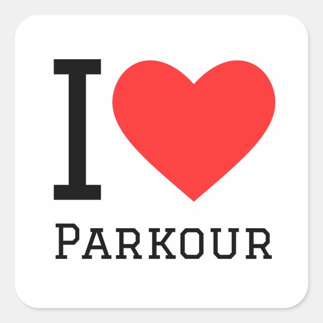 Sticker Carré J'adore le parkour (Devant)