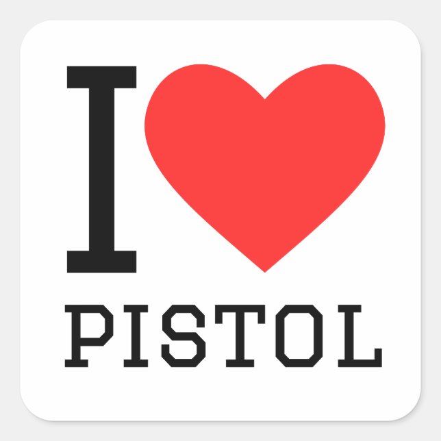 Sticker Carré J'adore le pistolet (Devant)