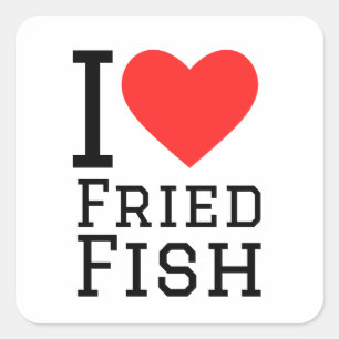 Sticker Carré J'adore le poisson frit