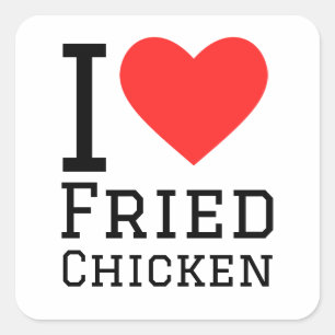 Sticker Carré J'adore le poulet frit
