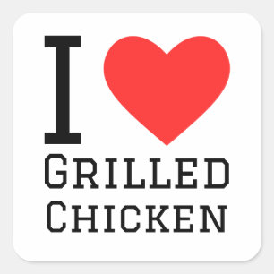 Sticker Carré J'adore le poulet grillé