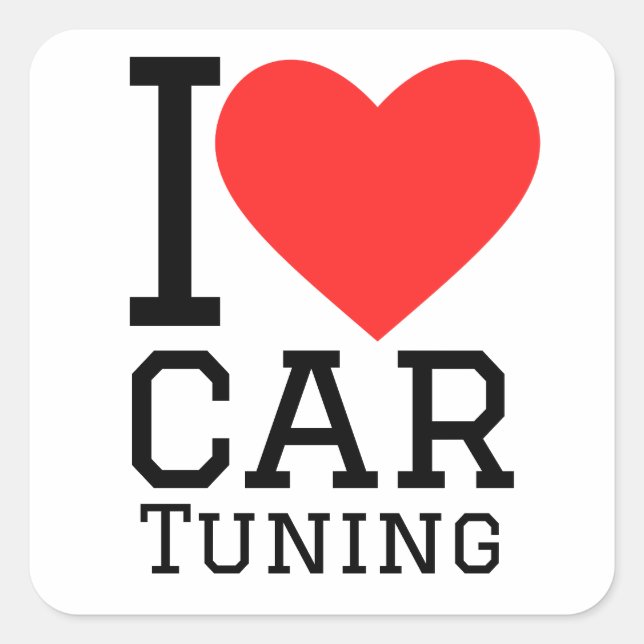 Sticker Carré J'adore le réglage de voiture (Devant)