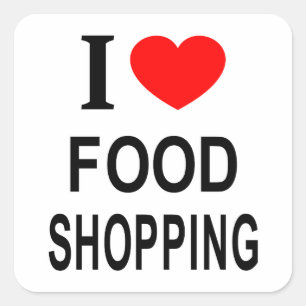 Sticker Carré J'adore les achats de nourriture J'aime les achats