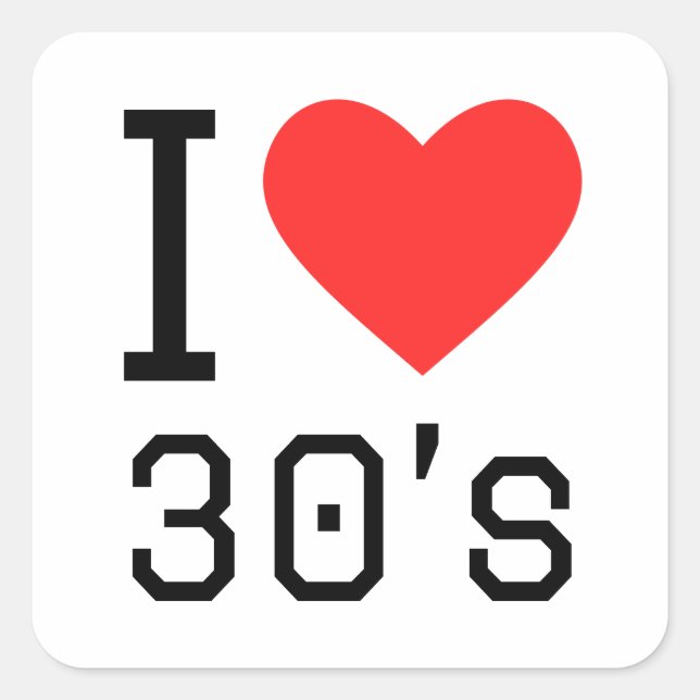 Sticker Carré J'adore les années 30 (Devant)