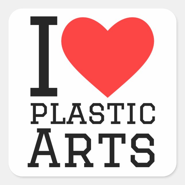 Sticker Carré J'adore les arts plastiques  (Devant)