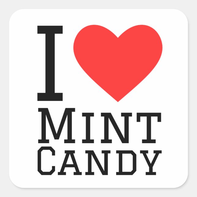 Sticker Carré J'adore les bonbons à la menthe  (Devant)