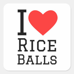 Sticker Carré J'adore les boules de riz