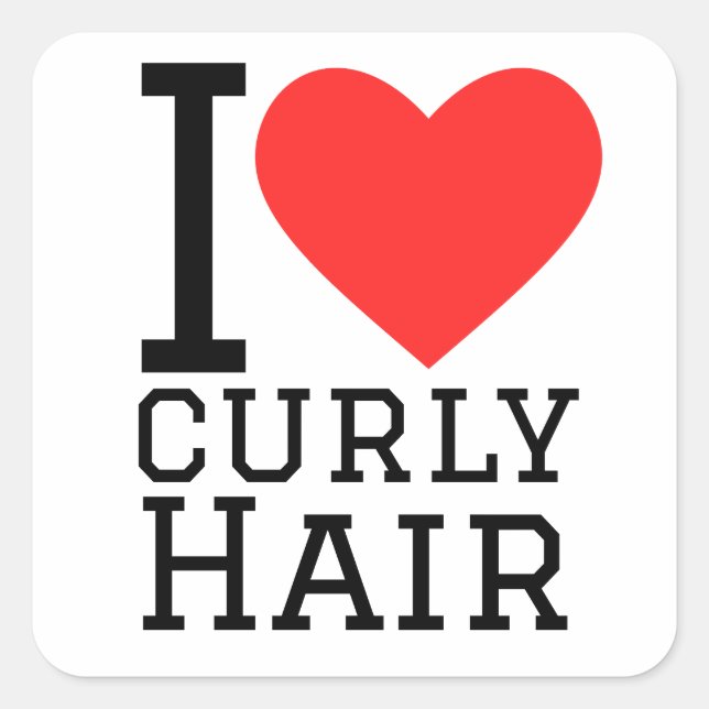 Sticker Carré J'adore les cheveux bouclés (Devant)