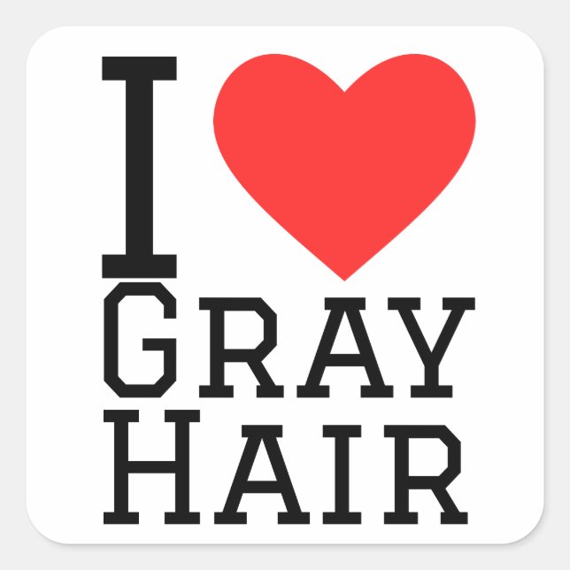 Sticker Carré J'adore les cheveux gris (Devant)
